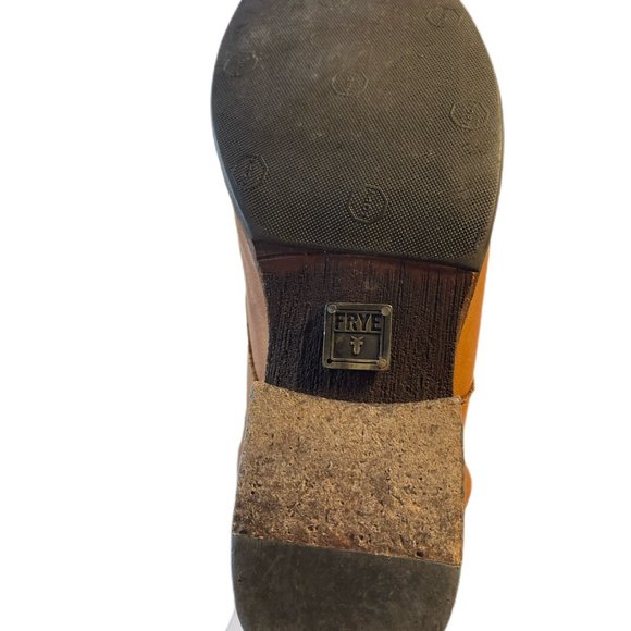 Frye Cognac Soft Leather Lace Up Boots w/ Rubber Grip Added to Sole - Picture 13 of 15